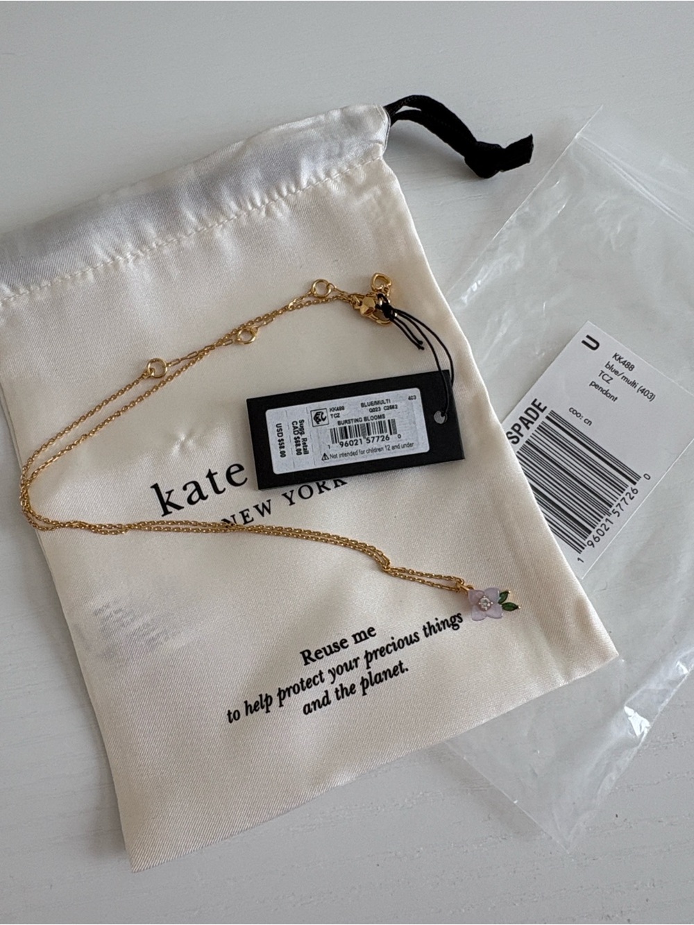 kate spade new york Bursting Blooms Cubic Zirconia Flower Necklace 16-19" - Picture 4 of 5